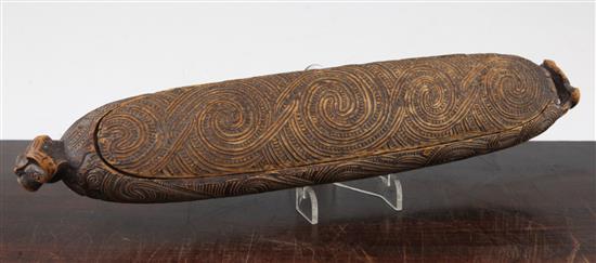 A Maori feather box, 14.5ins long